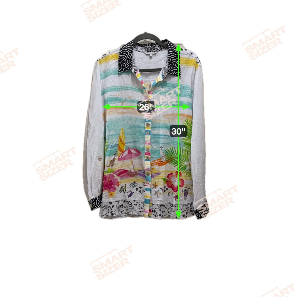 John Mark Womens Button Down Beach Print Blouse Top Summer AOP Plus Size 1X - Picture 7 of 7